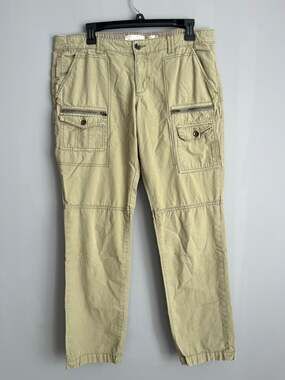 Hei Hei Anthropologie Cargo Pants 31 Khaki Green Cotton Utility Zip Pocket